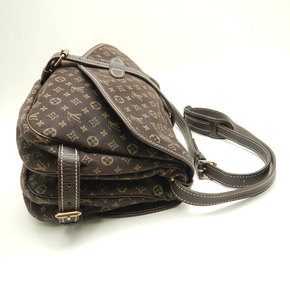 Louis Vuitton Monogram Mini Run Saumur Ebene Shoulder Bag Brown - Picture 2 of 8